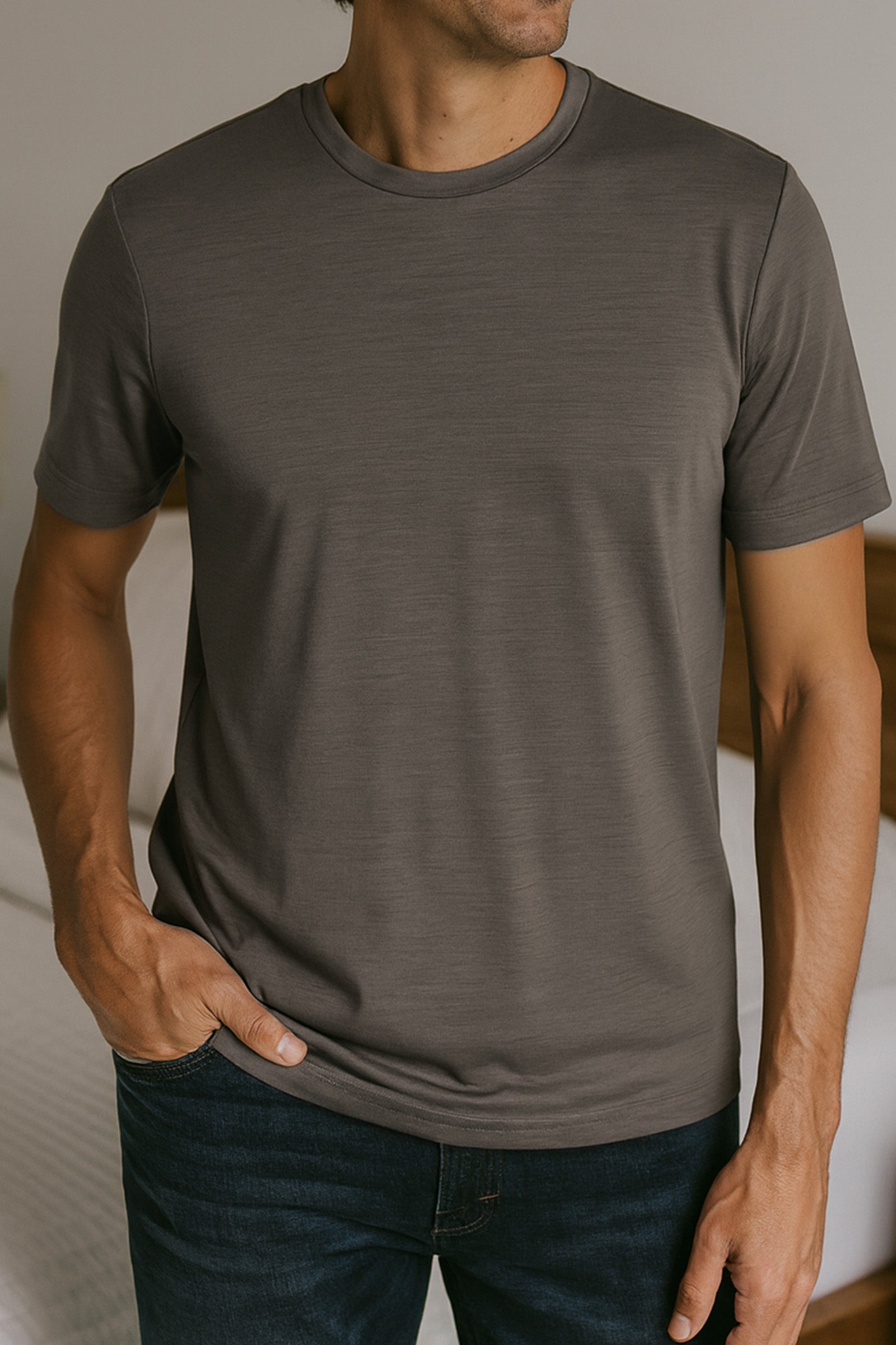 Taupe Merino Vilnos Marškinėliai Magnus Atella.lt